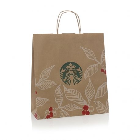 Bespoke Luxury Printed Twisted Handle Kraft Bag Ref Starbucks Kraft Bag Design, Aesthetic Draw, Coffee Bag Design, Greeting Card Packaging, Paper Carrier Bags, Paper Bag Design, Print On Paper Bags, Food Pack, Kraft Bag