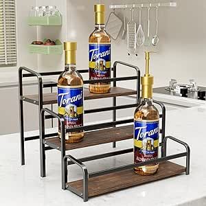 3-Tier Coffee Syrup Rack for Countertop, Large Capacity 12-Bottles Syrup Stand with Wood Shelf & Metal Frame for Coffee Bar, Premium Black Coffee Organizer Station/Wine Rack for Kitchen Storage Coffee Syrup Storage, Coffee Organizer, Coffee Organization, Cafe Counter, Kitchen Wine Rack, Wine Stand, Syrup Bottle, Organization Station, Solid Wood Shelves