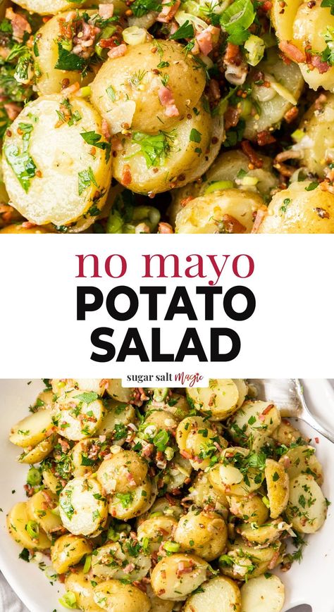 Potato Salad No Egg No Mayo, Lighter Potato Salad, Cold Meat Recipes, Egg Free Party Food, Non Dairy Potato Salad, Spooky Potato Salad, Gluten Free Dairy Free Potato Salad, Summer Cold Side Dishes, Cold Potatoes Recipes