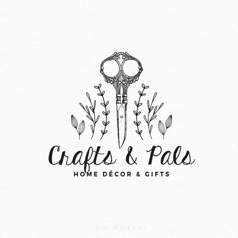 Craft Logo Design, Scissors Logo, Premade Logo, Small business Branding, Crafty Botanical Logo, editlogo #logomaker Craft Logo Design, Scissors Logo, Botanical Logo, Logo Online Shop, Logo Shapes, Craft Logo, Small Business Logo, Online Logo Design, Hand Logo