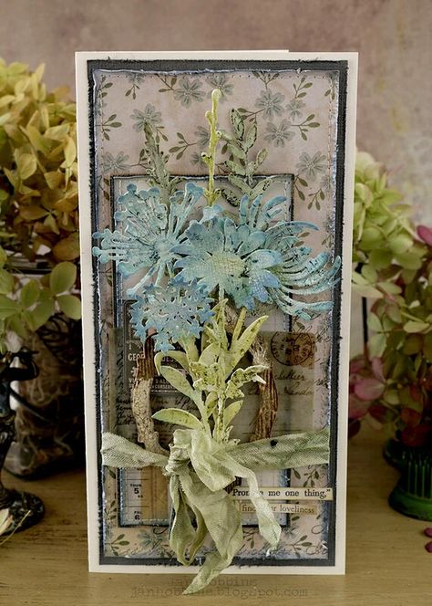 Pretty Wildflowers, Tim Holtz Mixed Media, Card Shapes, Sizzix Cards, Tim Holtz Tags, Tim Holtz Crafts, Tim Holtz Dies, Tim Holtz Stamps, Tim Holtz Cards