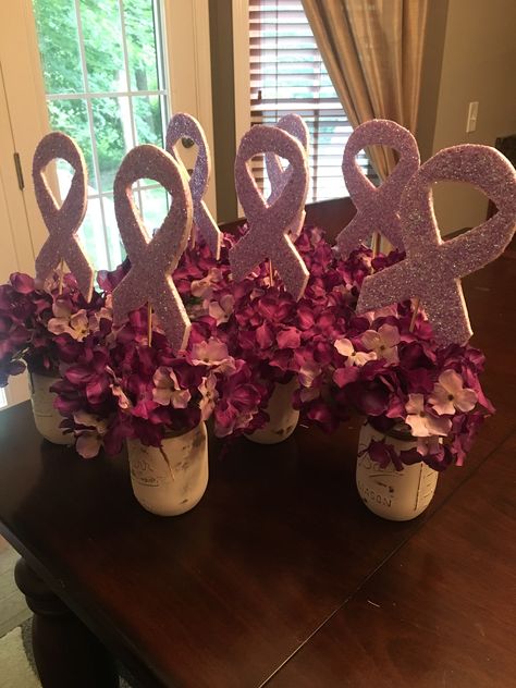 Pink Ribbon Table Decorations, Pinktober Awareness Decoration, Breastcancerawareness Ideas, Pink Out Decorations, Cancerversary Party, Remission Party, Survivor Party, Pink Out, Pink Party