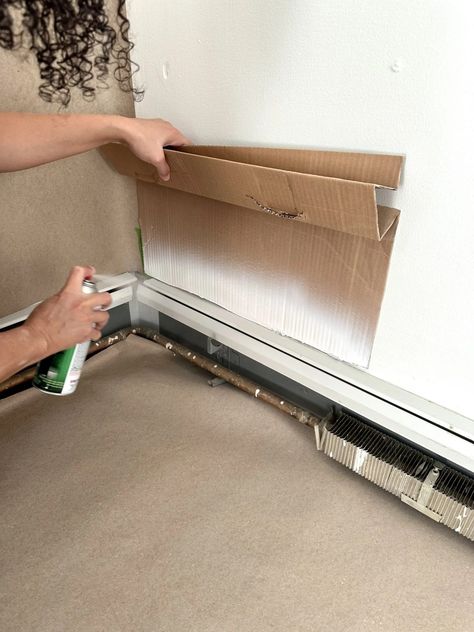 Painting Baseboard Heater Covers, How To Paint Metal Baseboard Heaters, Boiler Heat Register Cover, Rusty Baseboard Heater, How To Paint Electric Baseboard Heaters, Floorboard Heater Cover, Baseboard Heating Ideas, Base Board Heating Covers, How To Paint Baseboard Heaters