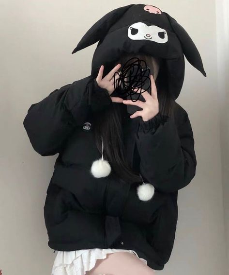 Kuromi Outfit Aesthetic, Kuromi Black, Kuromi Outfit, Kuromi Clothes, Sanrio Clothes, Kawaii Kitty, Kawaii Goth, The Perfect Girl, Hello Kitty Items