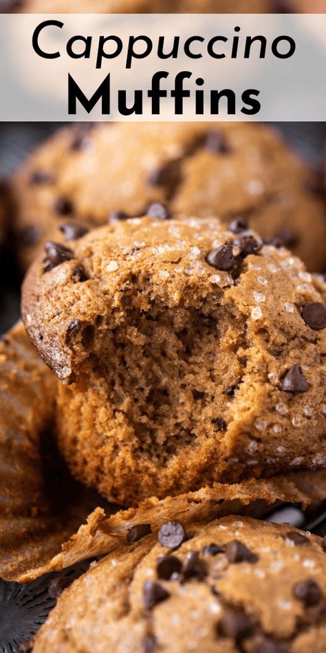 These cappuccino chip muffins will become your next obsession! With only six steps and 10 minutes of prep, I’m going to teach you my foolproof method for making perfectly moist cappuccino chocolate muffins with bakery-style tops that are seriously impressive. Cappuccino Muffins, How To Make Cappuccino, Freeze Muffins, Coffee Muffins, Popular Desserts Recipes, French Toast Muffins, Chocolate Cappuccino, Bakery Style Muffins, Most Popular Desserts