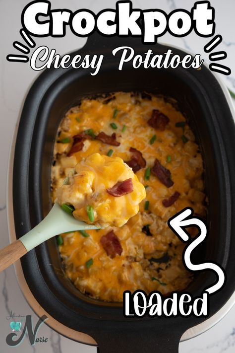 Crockpot Cheesy Potatoes is a great side dish loaded with bacon, sour cream, and cheesy potatoes made right in your slow cooker. It’s a perfect side dish that is super easy for a family dinner or taking to any gathering. Cheesy Potato Recipe, Crockpot Cheesy Potatoes, Cheesy Potatoes Crock Pot, Parmesan Crusted Potatoes, Cheesy Potatoes Recipe, Creamy Potatoes, Slow Cooker Potato Soup, Slow Cooker Potatoes, Crock Pot Potatoes