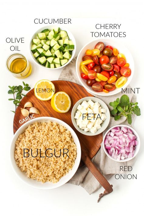 Bulgar Recipes, Bulgur Wheat Recipes, Bulgur Recipes, Bulgur Salad, Salad With Lemon, Wheat Recipes, Healthy Grilling, Lemon Mint, Food Options