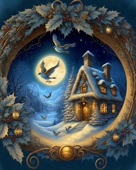 Christmas Time. on Instagram Christmas Fantasy Art, Fantasy Tower, Fantasy Christmas, Unicorn Pictures, Easter Wallpaper, Beautiful Fairies, Christmas Scenes, Dreamy Art, Christmas Illustration