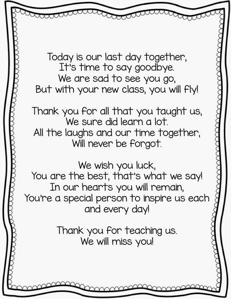 Student Teacher Goodbye Gift Student Teacher Goodbye, Farewell Poems, Goodbye Teacher, Letter To Students, Wishes For Teacher, Teacher Poems, Teacher Appreciation Quotes, Farewell Quotes, Message For Teacher