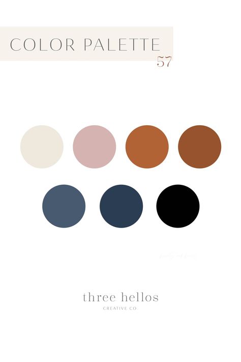 Beautiful fall color palette inspiration. Copper, Rust, Denim, Blush and Off white color palette for Fall family photos, branding and logo design, interior design and procreate color inspiration. Psychology Color, Picture Color Schemes, Color Palette For Home, Farmhouse Color Palette, Family Photos What To Wear, Blush Color Palette, Family Photo Colors, Marketing Studio, 1950s Decor