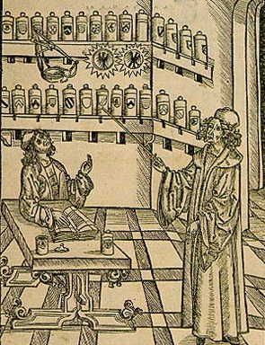 interesting info about John Hester - apothacary in Elizabethan London, credited with translating paracelsan documents into modern medicine practices   http://uscientia.ca/social-sciences/articles/john-hester-first-paracelsan-translator-england Medieval Artwork, A Discovery Of Witches, Medieval Period, Strasbourg, 15th Century, Middle Ages, Apothecary, Pharmacy, Photographic Prints