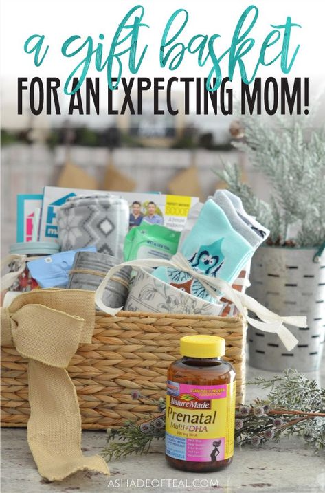 A Gift Basket for an Expecting Mom! Made with Nature Made® Prenatal Multi + DHA from Sam’s Club! #NatureMadePrenatalDHA #ad Expectant Mom Gift Basket, Pregnancy Basket, Expecting Mom Gift Basket, Pregnancy Gift Baskets, Pregnant Mom Gifts, Pregnancy Gift Box, New Mom Gift Basket, Newly Pregnant, Mom Gift Basket