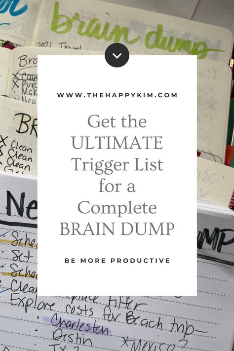 Trigger List For Brain Dump, Reference Journal Ideas, Happy Planner Brain Dump, Gtd Trigger List, Brain Dump Journal Prompts, Trigger List Brain Dump, Trigger List For Planners, Brain Dump Categories, Braindump Template