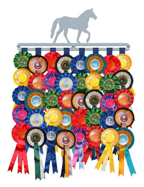 Rosette Display Hanger Holder 'Equestrian' Brushed Rosette Display, Award Ribbon Display, Show Ribbon Display, Horse Ribbons, Ribbon Display, Diy Sy, Award Display, Award Ribbon, Hanger Holder