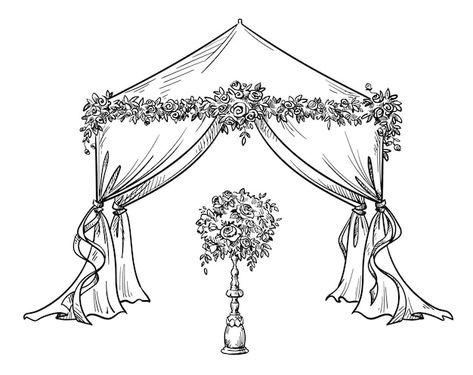 Decorative tent for a party or wedding w... | Premium Vector #Freepik #vector #wedding-arch #wedding-decor #wedding-event #event-decoration Tent Vector, Tent Drawing, Arch Illustration, Staircase Drawing, Wooden Arrow Sign, Interior Architecture Sketch, Key Drawings, Plant Sketches, Furniture Design Sketches