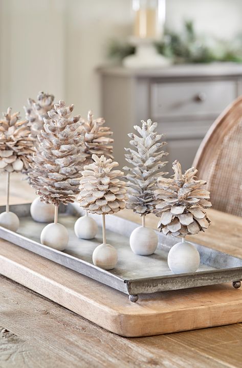 Pinecone Forest Farmhouse Christmas Crafts, Pinecone Trees, Gorgeous Farmhouse, Coffee Table Centerpieces, Christmas Crafts To Make, Pine Cone Crafts, Holiday Centerpieces, Gorgeous Christmas, Deco Floral