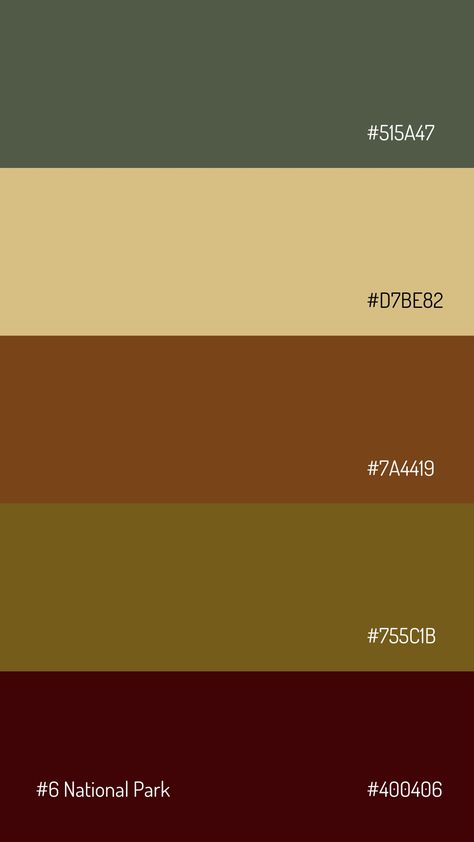 A warm color scheme with browns, tans, and greens 1800s Color Palette, National Parks Color Palette, Outdoors Color Palette, National Park Color Palette, Uncle Vanya, Camp Store, Create A Book Cover, Graphic Design Website, Noah Kahan