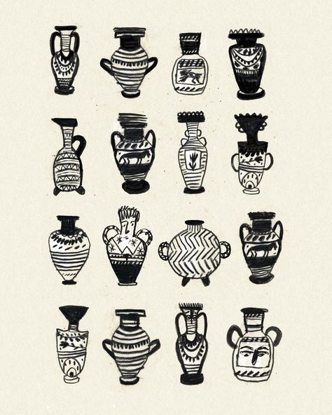 Maggie Cowles, Greek Vase Drawing, Greek Vase Illustration, Greek Mythology Linocut, Illustration Character, Vases And Vessels, Illustration Character Design, Editorial Photography, Art Lessons