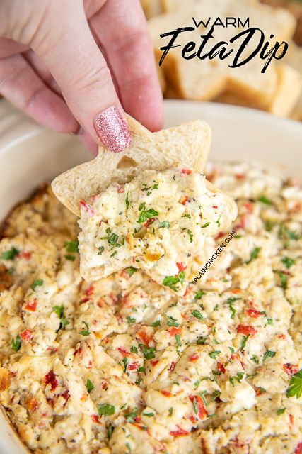 Warm Feta Dip | Plain Chicken® Hors Dourves, Feta Cheese Dip, Baked Spaghetti Recipe, Greek Seasoning, Feta Dip, Plain Chicken, Baked Spaghetti, Spaghetti Recipes, Yummy Dips