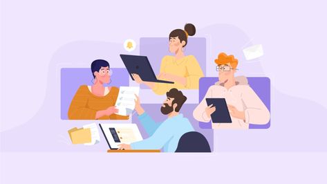 Remote work by Carolina Contreras on Dribbble Work Pictures, Blog Banner, Flat Design Illustration, Motion Graphics Inspiration, Customer Testimonials, Character Building, 2d Animation, Let's Talk, Motion Graphics