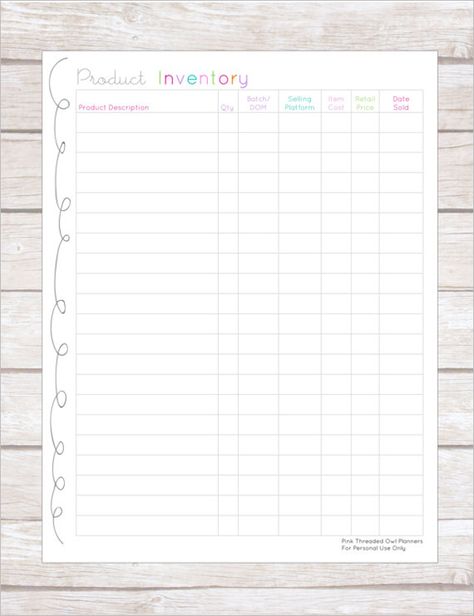 Pricing Worksheet Free Printable, Product Inventory Printable Free, Inventory Printable Free, Inventory List Template, Craft Supplies Inventory, Inventory Management Templates, Inventory Printable, Business Wishes, Product Inventory