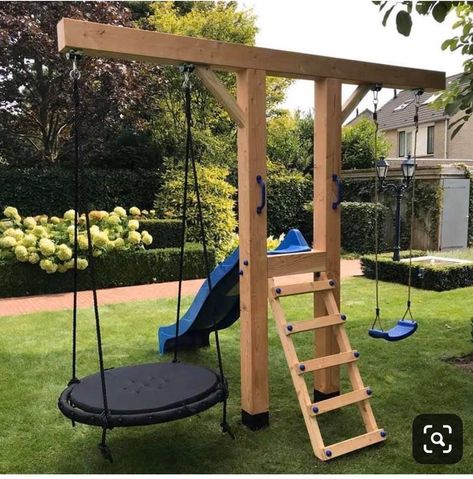 Porch Diy, Play Area Backyard, Backyard Kids Play Area, Diy Playground, Wooden Swing, Outdoor Play Area, Kids Outdoor Play, Front Yards, Backyard Playground