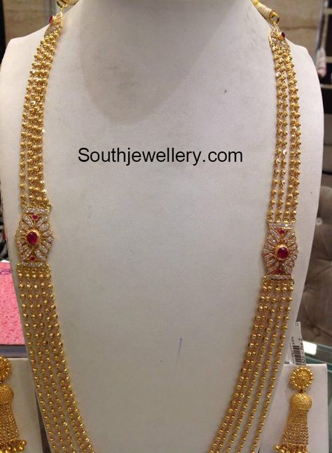 85 Grams Chandraharam with Side Pendants Simple Diamond Jewelry, Fashion Jewelry Necklaces Gold, Gold Pearl Jewelry, Gold Bridal Necklace, Fancy Jewelry Necklace, Aesthetic Letters, Gold Jewelry Simple Necklace, Quick Makeup, Gold Necklace Indian Bridal Jewelry