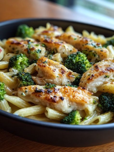 Delicious Chicken and Broccoli Pasta – a creamy, easy-to-make family favorite perfect for weeknight dinners! #QuickMeals #PastaRecipes #HealthyEating #ChickenDinner #BroccoliPasta Creamy Broccoli Chicken Penne, Easy Chicken Broccoli Pasta Recipes, Creamy Chicken Broccoli Pasta, Chicken Broccoli Pasta Casserole, Chicken And Pasta Recipes, Easy Chicken And Broccoli, Chicken And Broccoli Pasta, Broccoli Pasta Recipe, Chicken Broccoli Pasta