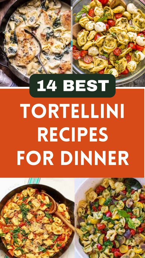 "Get inspired with these 14 easy tortellini recipes for dinner! Perfect for busy nights, this collection has something for everyone—whether you're craving creamy chicken tortellini, hearty ground beef tortellini soup, crockpot tortellini comfort dishes, or fresh tortellini salad. Recipe Using Tortellini, Dinner Ideas Tortellini, New Dinner Ideas Families, Busy Weeknight Meals Families, Tortellini Casserole Recipes Aldi Tortellini Recipe, Easy Dinner Recipes Tortellini, Dinner With Tortellini, Ricotta Tortellini Recipes, Recipes With Tortellini Main Dishes, Totillinie Recipes, Hamburger Tortellini Recipes, New Dinner Ideas Families, Tortellini Dinner Recipes