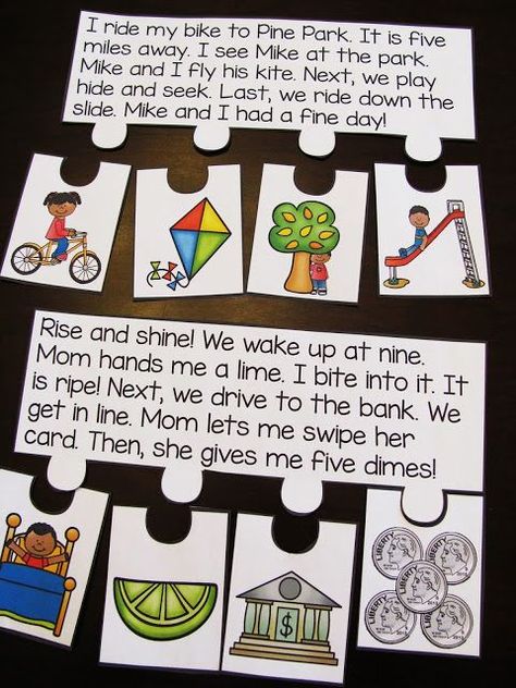 Reading fluency and comprehension puzzles and so many fun reading activities Phonics Notebook, Phonics Fluency, Reading Fluency Passages, Fun Reading Activities, Fluency Passages, First Grade Phonics, Teach Reading, Classroom Centers, Esl Activities