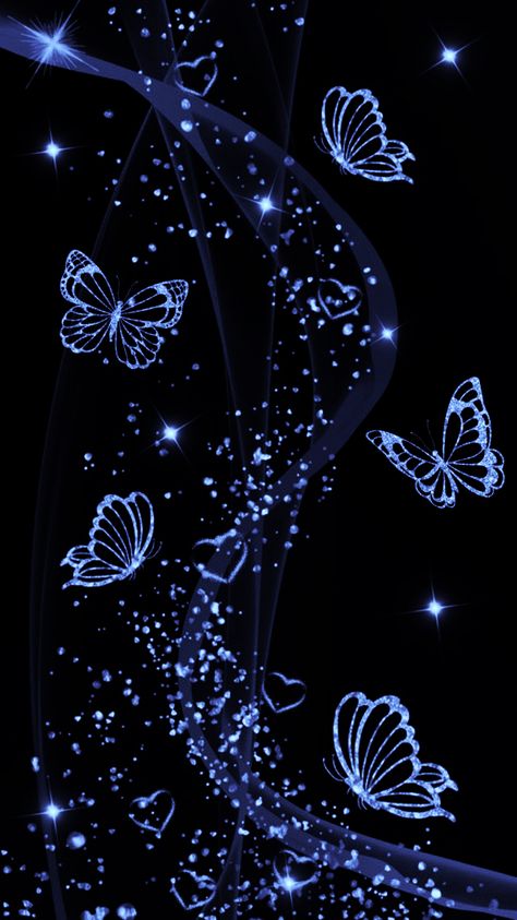 Butterflies Aesthetic Wallpaper, Hd Black Wallpaper, Black Lovers, Dark Blue Sky, Blue Butterfly Wallpaper, White Butterflies, Whatsapp Wallpaper Cute, Phone Wallpaper Boho, Glittery Wallpaper