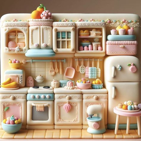 Clay Art Useful, Polymer Clay Dollhouse, Isometric Room, Candy House, Mini Doll House, Diy Doll Miniatures, Diy Crafts For Girls, 3d Blender, Mini Stuff