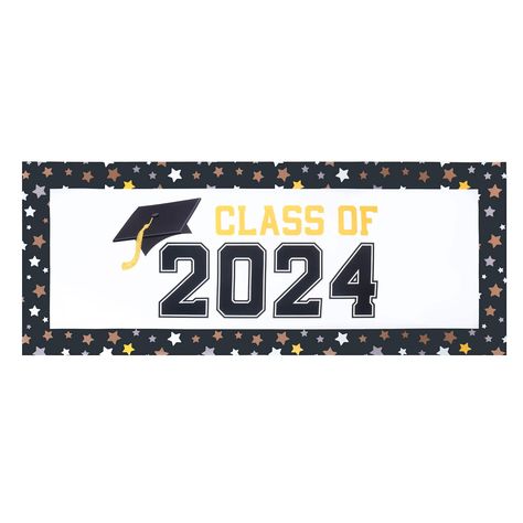 Find the 5ft. Class of 2024 Graduation Banner by Celebrate It™ at Michaels. This Class of 2024 banner is perfect for displaying at a graduation party or gathering. This Class of 2024 banner is perfect for displaying at a graduation party or gathering. Pair it with black and gold décor to complete the look. Details: White, black, and yellow 2ft. x 5ft. (60.9cm x 1.5m) Polyester | 5Ft Class of 2024 Graduation Banner by Celebrate It™ | 2Ft x 5Ft | Michaels® 2024 Banner, Graduation Banner, Michael Art, 2024 Graduation, Class Of 2024, Gold Decor, Black And Yellow, Party Card, Graduation Party