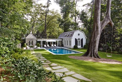 D. Stanley Dixon Architect...carriage house, walk way...pool Pool House Design, House Elements, Pool House Designs, Contemporary Barn, Dutch Colonial, Atlanta Homes, Up House, Garden Pool, Exterior House Colors