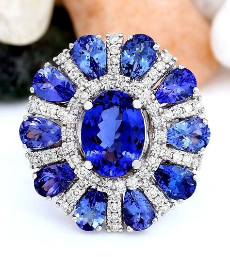 9.79CTW NATURAL BLUE TANZANITE AND DIAMOND RING 14K SOLID WHITE GOLD  https://t.co/d1nAXq7noY https://t.co/LM6SlWFiRe Beautiful Diamond Necklace, Tanzanite And Diamond Ring, Tanzanite Diamond Ring, Gold For Sale, Diamond Necklace Set, Blue Tanzanite, Natural Tanzanite, Diamond Solitaire Engagement Ring, Solitaire Engagement Ring