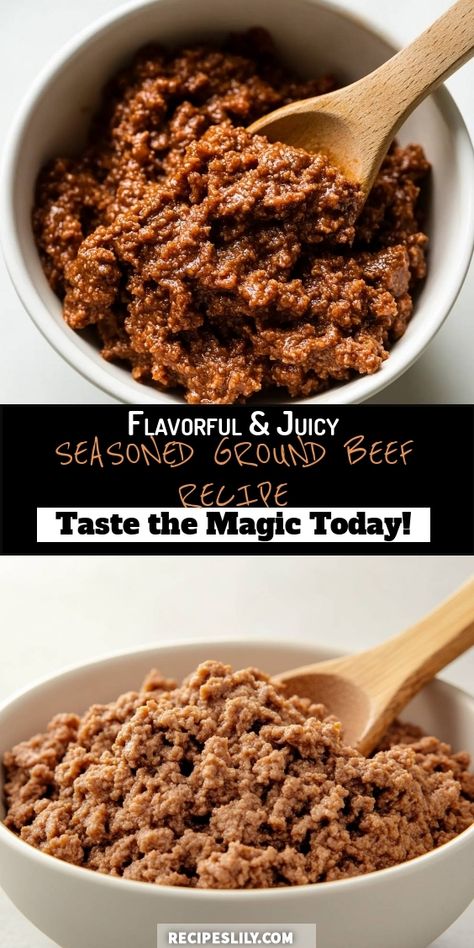 Dive into this deliciously seasoned ground beef that’s bursting with flavor! Perfect for tacos, burritos, or a hearty topping for your favorite dishes. Let’s make cooking magic together! How To Season Ground Beef, Ground Beef Seasoning Recipes, Ground Beef Burritos, Ground Beef Seasoning, Recipes Using Ground Beef, Seasoned Ground Beef, Ground Beef Recipe, Tacos Burritos, Ground Beef Tacos