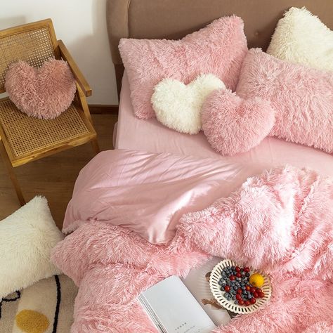 Fluffy Quilt, Pink Bed Sheets, Pink Bedding Set, Rainbow Bedding, Romantic Princess, Plush Bed, Pink Bed, Cheap Bedding Sets, Fluffy Bedding