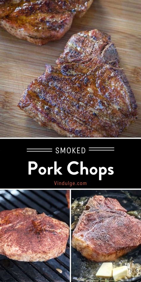 Reverse Sear Smoked Pork Chops are smoked first for that awesome flavor, and then finished hot and fast to medium rare for a perfectly cooked pork chop. Smoked Boneless Pork Chops, Smoked Pork Recipes, Traeger Smoker, Smoked Pork Chops, Best Pork Recipe, Grilled Recipes, Bbq Recipes Grill, Homemade Seasoning, Seared Pork Chops