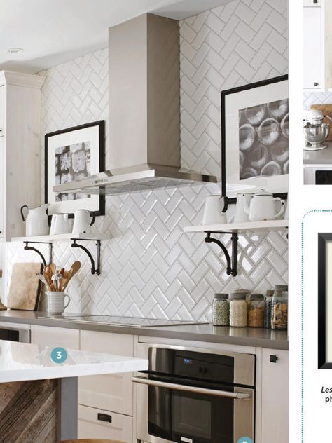 50 Modern Herringbone Pattern To Give Unique Elements To Your Kitchen #Interior Design source: https://matchness.com/2018/11/14/50-modern-herringbone-pattern-to-give-unique-elements-to-your-kitchen/ Beveled Subway Tile Kitchen, White Subway Tile Herringbone, Kitchen Interior Diy, Beveled Subway Tile Backsplash, White Beveled Subway Tile, Backsplash Herringbone, Herringbone Subway Tile, Bevelled Tiles, Herringbone Kitchen