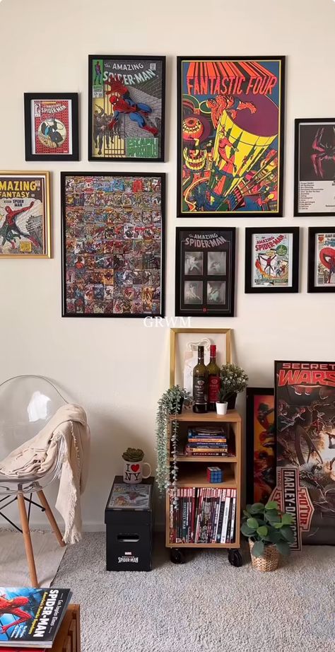 80’s Room, Video Game Room Decor, Comic Room, Spiderman Room, Nerd Room, Art Studio Room, College Apartment Decor, Vintage Room Decor, Room Redesign