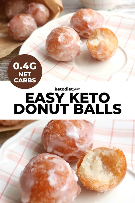 Easy Keto Glazed Donut Balls Donut Ball Recipe, Keto Donut Holes, Donut Balls, Low Carb Donut, Dolce Poche Calorie, Donut Hole Recipe, Keto Donuts, Desayuno Keto, Breakfast Low Carb