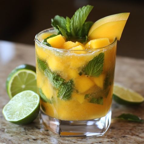 🥭 "Refreshing and tropical, the Mango Mojito is a perfect escape in a glass!" 🍹🌴 #MojitoMadness #MangoLovers Mango Mojito Ingredients: Fresh mint leaves (10) Lime wedges (4) Mango puree (½ cup) White rum (2 oz) Club soda (4 oz) Ice cubes Sugar (2 tsp) Instructions: Muddle mint leaves, lime wedges, and sugar in a glass. Add mango puree and white rum. Fill the glass with ice. Top with club soda and stir gently. Garnish with additional mint and a slice of lime. 🍹 "The Mango Mojito is a refre... Mojito Ingredients, Mango Mojito, Instagram Recipes, Slice Of Lime, Mango Puree, White Rum, Trending Recipes, Club Soda, Fresh Mint Leaves