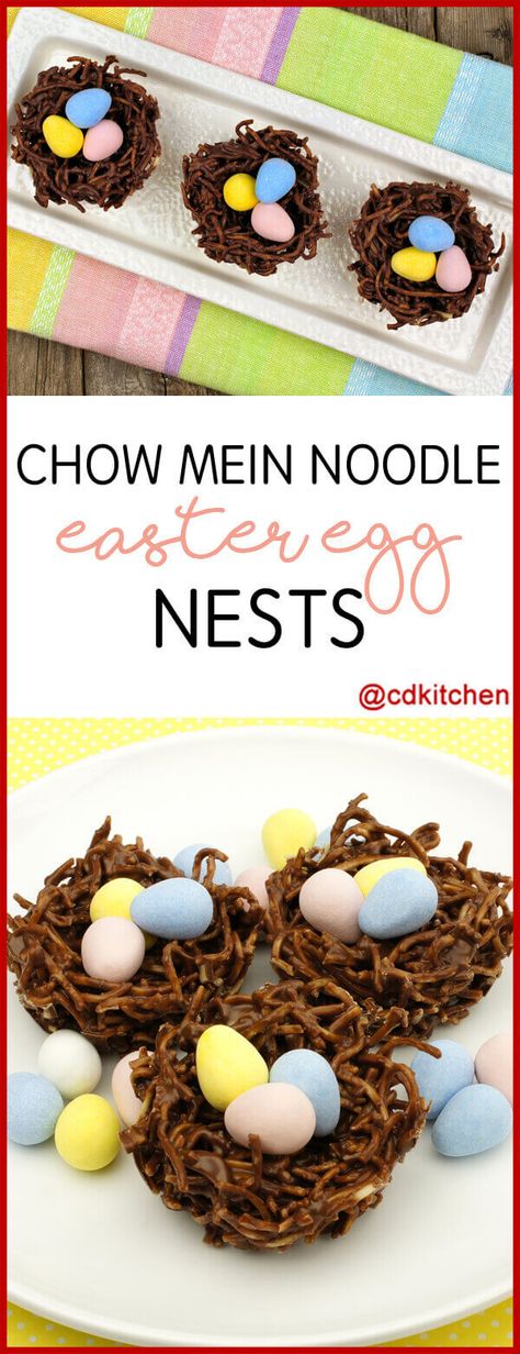 Easter Nests Recipe, Easter Pretzel, Chocolate Nests, Easter Egg Nest, Easter Food Appetizers, Easter Nests, Candy Egg, Chow Mein Noodles, Egg Nest