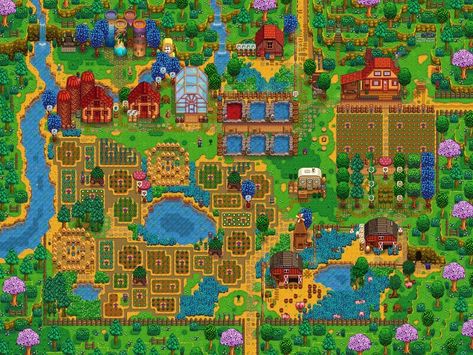 Meadowlands Spring Year 5 : r/FarmsofStardewValley Stardew Orchard, Meadowlands Farm Layout, Stardew Meadowlands Farm, Stardew Valley Farm Layout Meadowlands, Meadowlands Farm, Meadowlands Farm Stardew Valley, Stardew Ideas, Stardew Farm, Stardew Farms