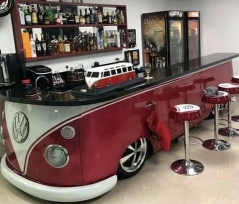 Garage Furniture, Cool Garages, Diy Home Bar, Car Part Furniture, Automotive Furniture, Vintage Vw Bus, Car Furniture, Home Bar Designs, Automotive Decor