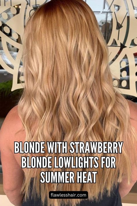 Reverse Balayage And Strawberry Blonde Lowlights Blonde Hair With Strawberry Blonde, Light Strawberry Blonde Balayage, Blonde With Strawberry Blonde, Strawberry Blonde Lowlights, Blonde With Strawberry Blonde Lowlights, Light Strawberry Blonde, Reverse Balayage, Blonde Lowlights, Do Something Different