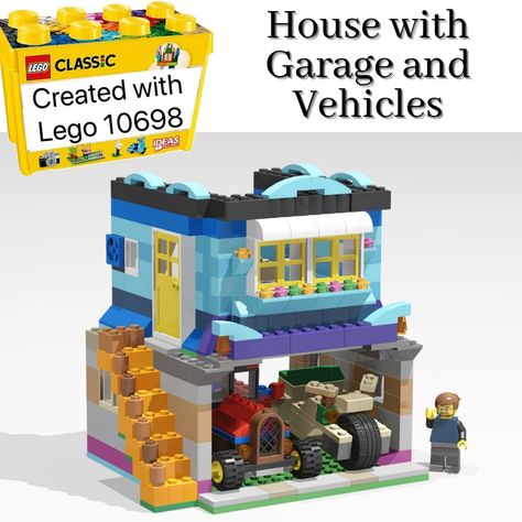 This model belongs to a series of building ideas with DIY instructions for LEGO® classic set 10698. This MOC can be build with parts from LEGO® classic set 10698 „Large creative brick box“ exclusively. If you try to build a house, a car, a plane, a ship or other nice models out of classic sets, you are welcome to have a look at my YouTube channel „Moe Brickman“ If you like it please leave a comment or a like or share the link. Thank you! Enjoy building! Townhouse Garage, House With Garage, Free Lego, Build A House, Lego Activities, Classic Building, Lego Modular, Classic Lego, Lego Craft