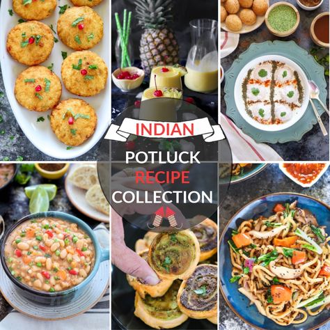 Looking for Indian Party Potluck Recipes for your next dinner party? Come right in, and we have a collection of over 220 recipes ranging from appetizers to drinks, main course, salads, and desserts. #potluck #indianpotluck #indianrecipes #diwalirecipes Potluck Indian Recipes, Indian Potluck Recipes, Indian Potluck Ideas, Lunch Indian, Desserts Potluck, Best Potluck Dishes, Breakfast Potluck, Easy Potluck, Indian Dinner Recipes