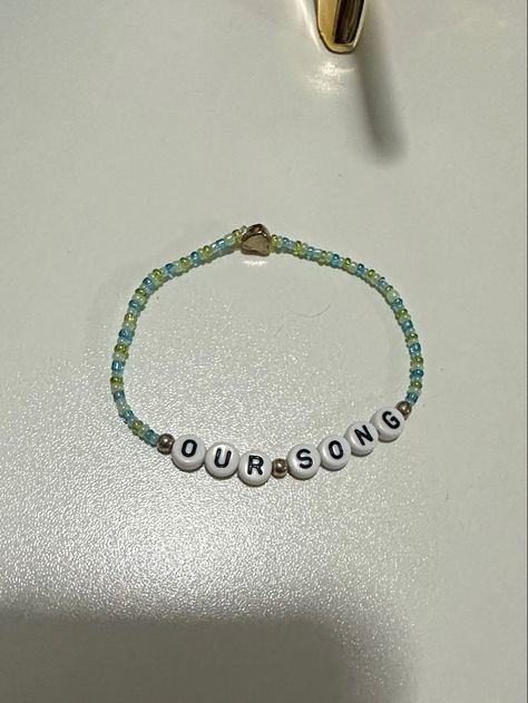 Our Song Bracelet, Song Bracelet, Swift Friendship Bracelets, Taylor Swift Friendship Bracelets, Swift Bracelets, Our Song, Eras Tour, Clay Beads, Cute Jewelry