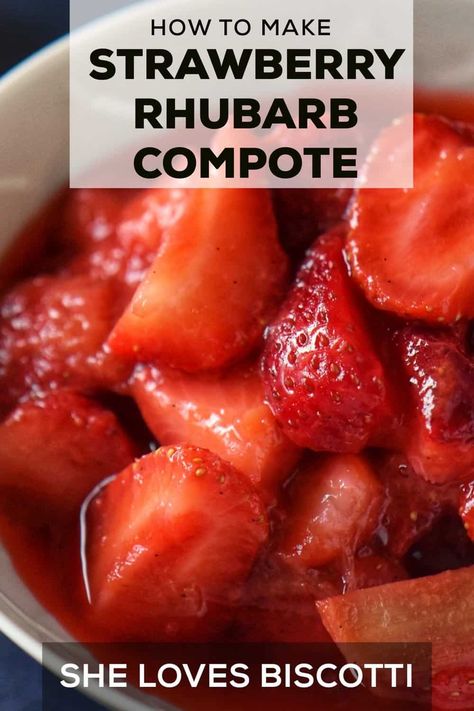 Strawberry Rhubarb Compote, Rhubarb Strawberry, Rhubarb Compote, Compote Recipe, Strawberry Compote, Fruit Dessert Recipes, Recipe Tin, Photo Food, Rhubarb Recipes